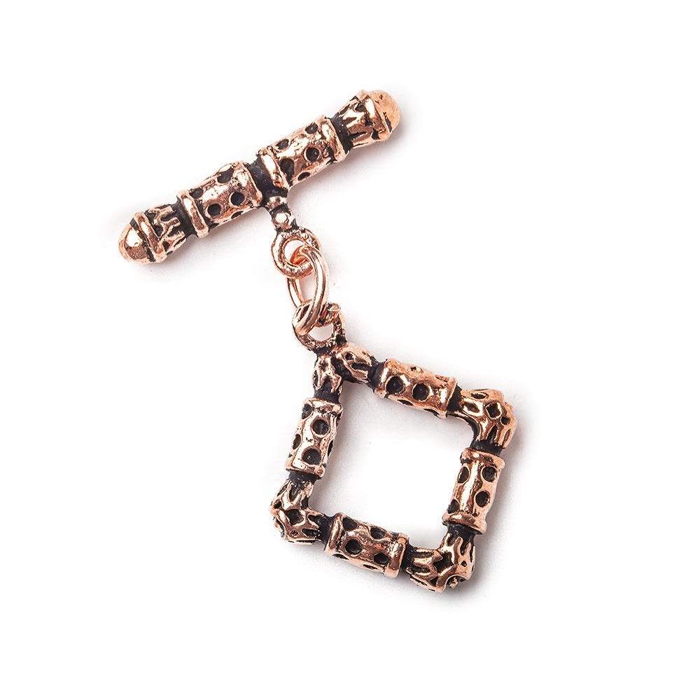 26mm Copper Toggle Square Bamboo Design 1 piece - Beadsofcambay.com