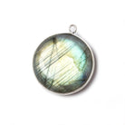 26mm Sterling Silver Bezel Labradorite plain coin Pendant 1 focal bead - Beadsofcambay.com