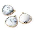 26mm Vermeil Bezel Dendritic Opal Faceted Heart Pendant 1 piece - Beadsofcambay.com