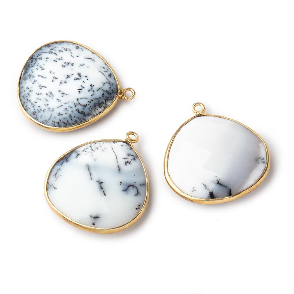 26mm Vermeil Bezel Dendritic Opal Faceted Heart Pendant 1 piece - Beadsofcambay.com
