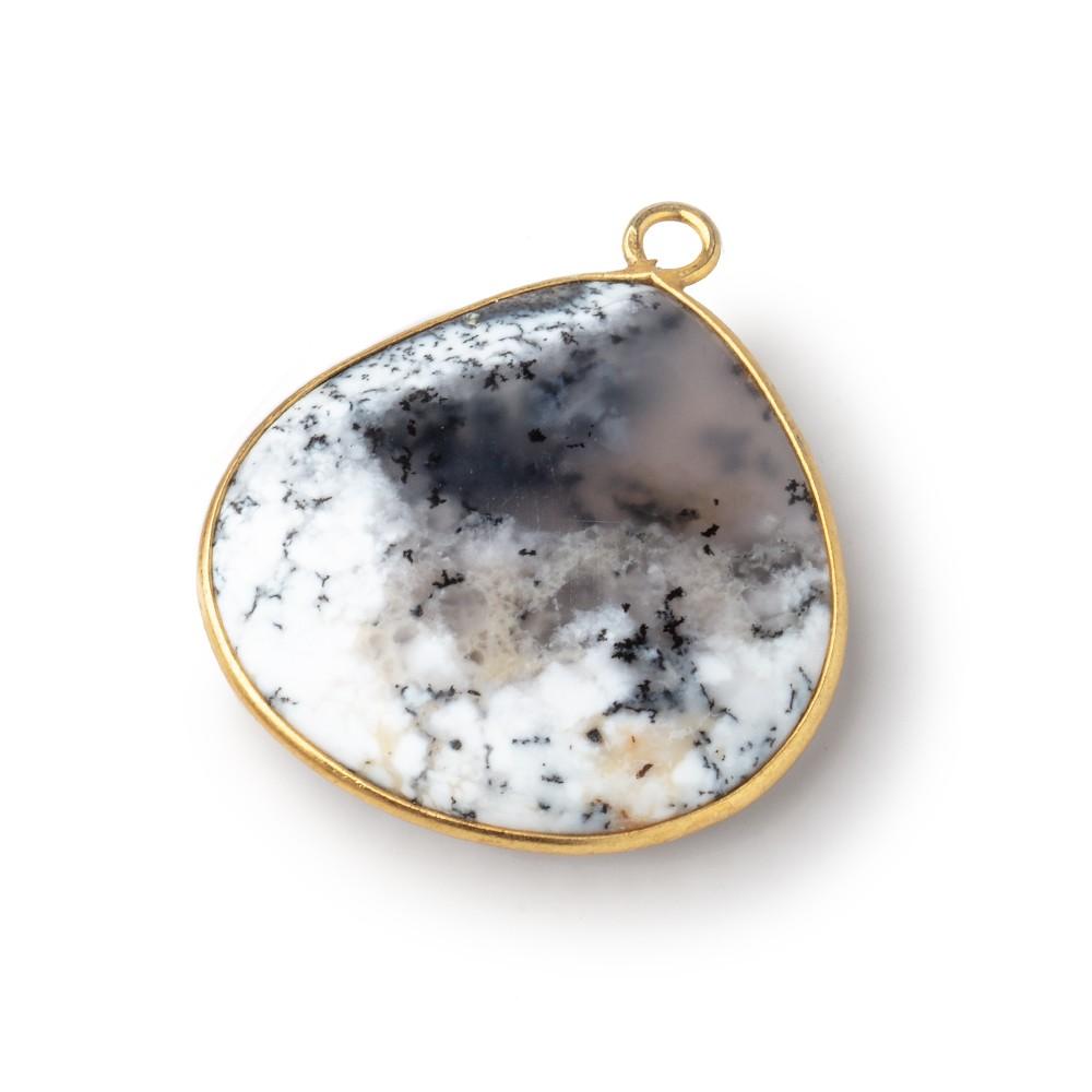 26mm Vermeil Bezel Dendritic Opal Plain Heart Pendant 1 piece - Beadsofcambay.com