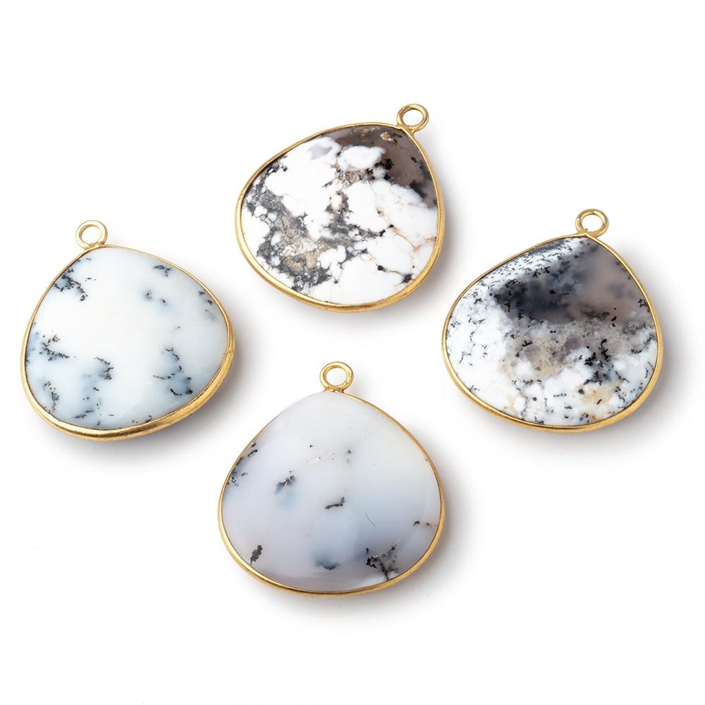 26mm Vermeil Bezel Dendritic Opal Plain Heart Pendant 1 piece - Beadsofcambay.com