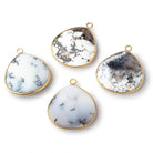 26mm Vermeil Bezel Dendritic Opal Plain Heart Pendant 1 piece - Beadsofcambay.com