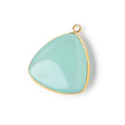 26mm Vermeil Bezel Seafoam Chalcedony Plain Triangle Pendant 1 piece - Beadsofcambay.com