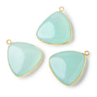 26mm Vermeil Bezel Seafoam Chalcedony Plain Triangle Pendant 1 piece - Beadsofcambay.com