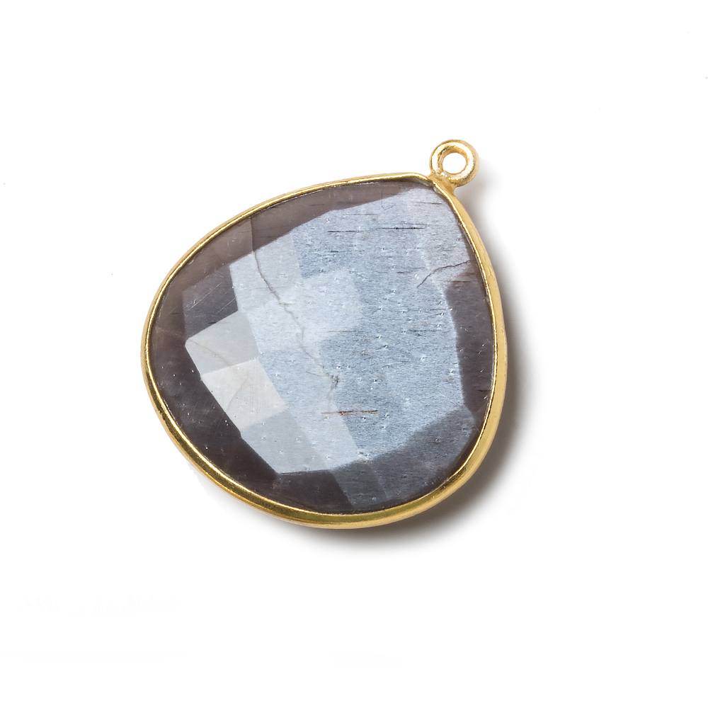 26mm Vermeil Platinum Moonstone faceted heart 1 ring Pendant 1 piece - Beadsofcambay.com