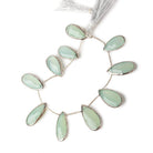 26x12-29x13mm Rhodium Bezeled Sea Aqua Chalcedony Pears 8 inch 10 beads - Beadsofcambay.com