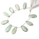 26x12-29x13mm Rhodium Bezeled Sea Blue Chalcedony Pears 8 inch 10 beads - Beadsofcambay.com