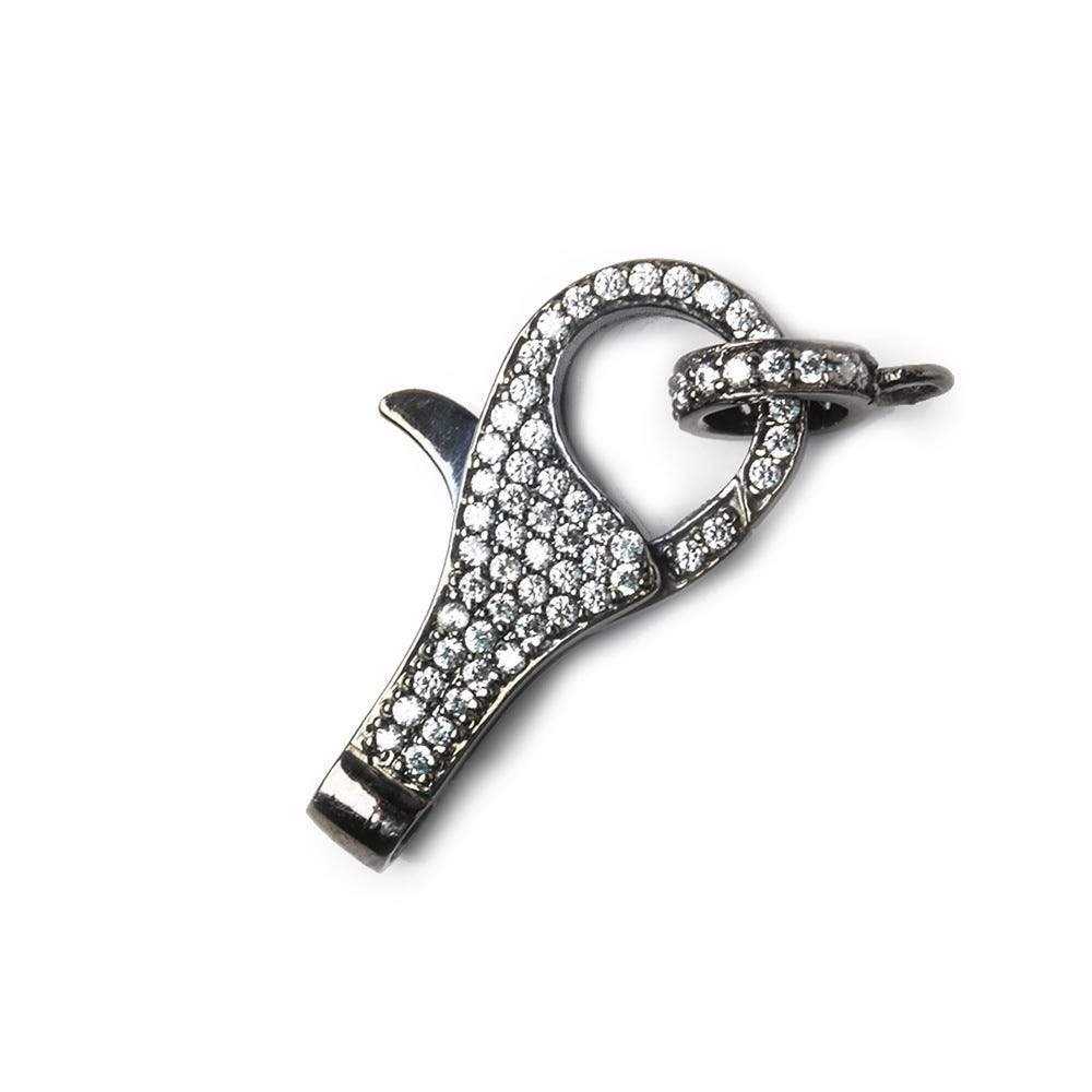 26x12mm Black Gold .925 Silver Pave CZ Lobster Clasp with CZ Ring 1 piece - Beadsofcambay.com