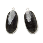 26x14mm Silver .925 Bezel Blue Sapphire faceted oval Pendant Set of 2 pieces - Beadsofcambay.com