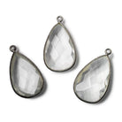 26x16mm Black Gold .925 Bezeled Crystal Quartz faceted Pear Focal Pendant - Beadsofcambay.com