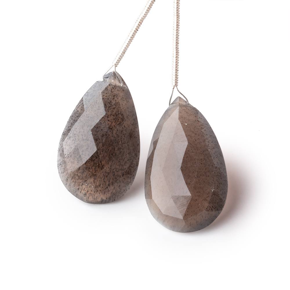 26x16mm Hypersthene Faceted Pear Focal Set of 2 Beads - Beadsofcambay.com
