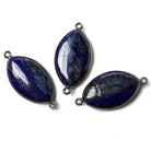 26x16mm Oxidized Silver Bezel Lapis Lazuli Marquise Connector 1 piece - Beadsofcambay.com