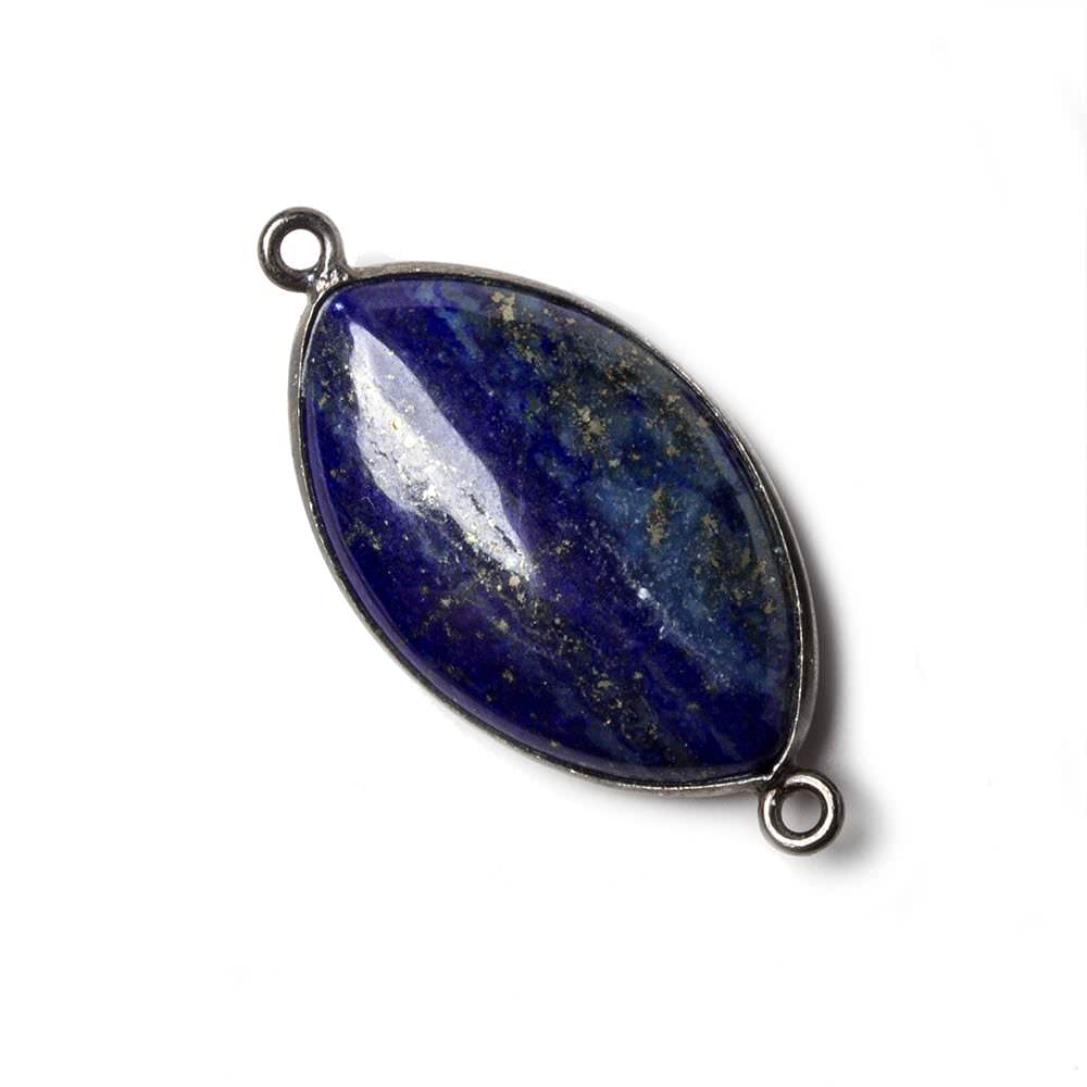 26x16mm Oxidized Silver Bezel Lapis Lazuli Marquise Connector 1 piece - Beadsofcambay.com