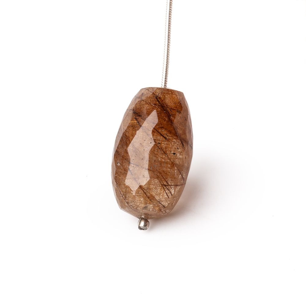 26x16mm Rutilated Quartz Faceted Nugget Focal Bead 1 piece - Beadsofcambay.com