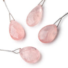 26x19-29x17mm Rose Quartz Carved Pear Focal 1 Bead - Beadsofcambay.com