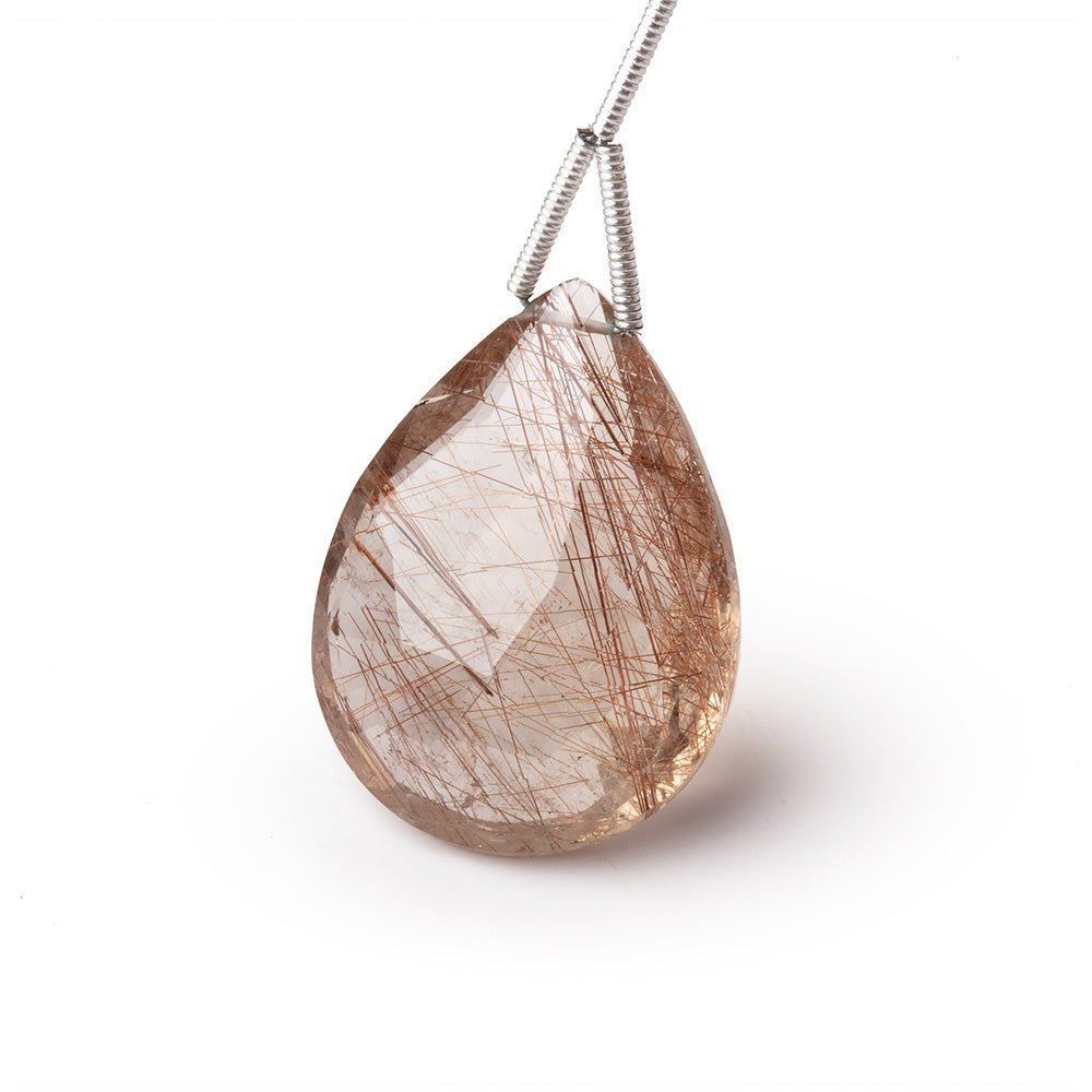 26x19.5mm Rutilated Quartz Faceted Pear Focal Bead 1 piece - Beadsofcambay.com