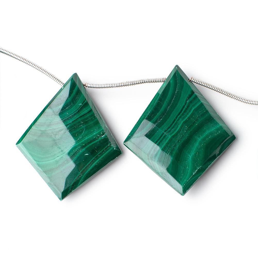 26x20-35x29mm Malachite Faceted Kite Beads 7.5 inch 8 pieces - Beadsofcambay.com