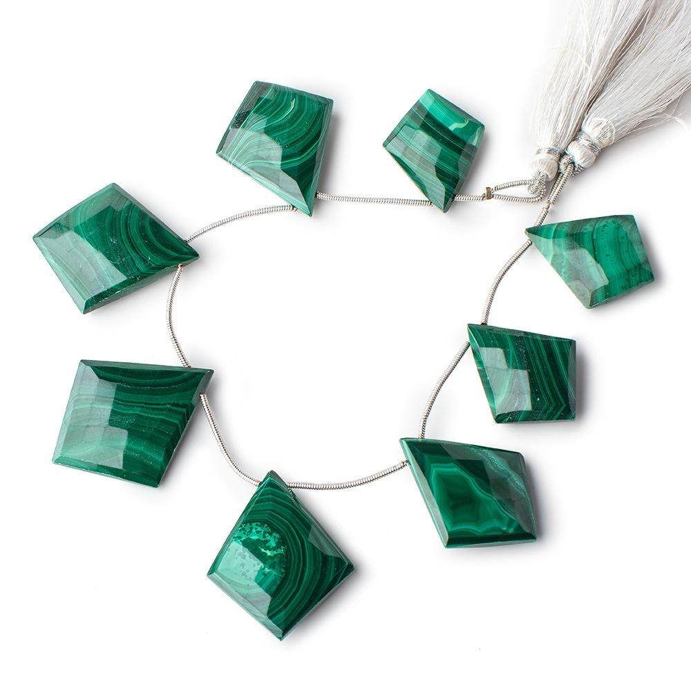 26x20-35x29mm Malachite Faceted Kite Beads 7.5 inch 8 pieces - Beadsofcambay.com