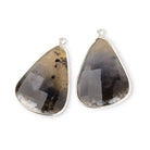 26x20mm .925 Silver Bezel Dendritic Opal Faceted Freeform Set of 2 Pendants - Beadsofcambay.com