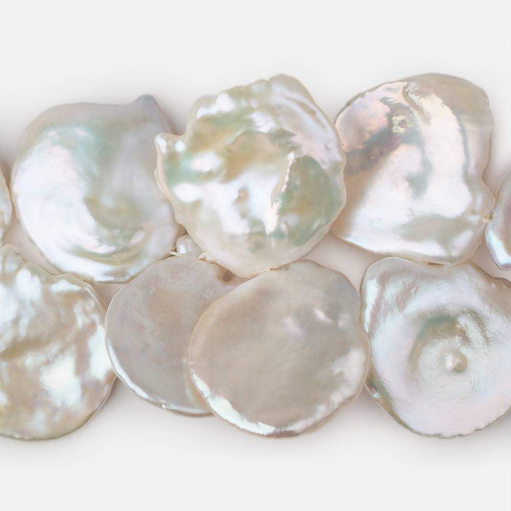 26x21-34x30mm Cream Top Drilled Ultra Keshi Freshwater Pearls 16 inch 32 pieces AAA - Beadsofcambay.com