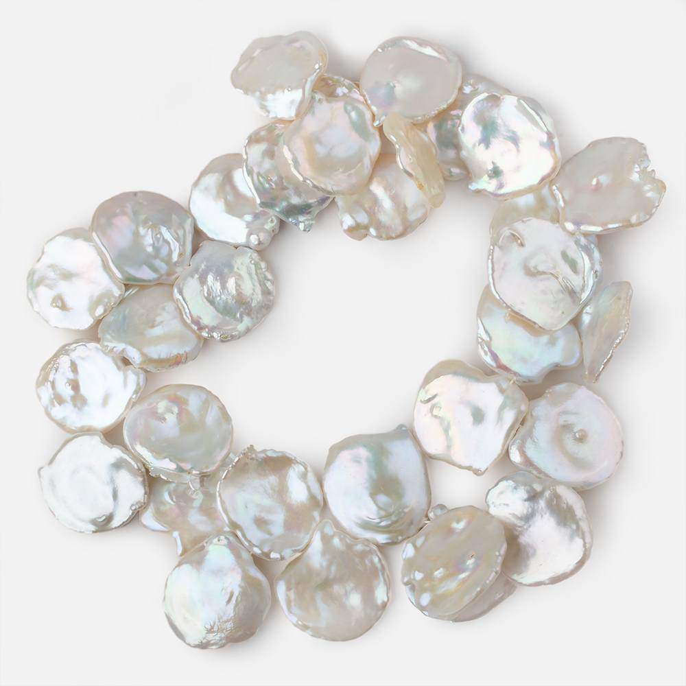 26x21-34x30mm Cream Top Drilled Ultra Keshi Freshwater Pearls 16 inch 32 pieces AAA - Beadsofcambay.com