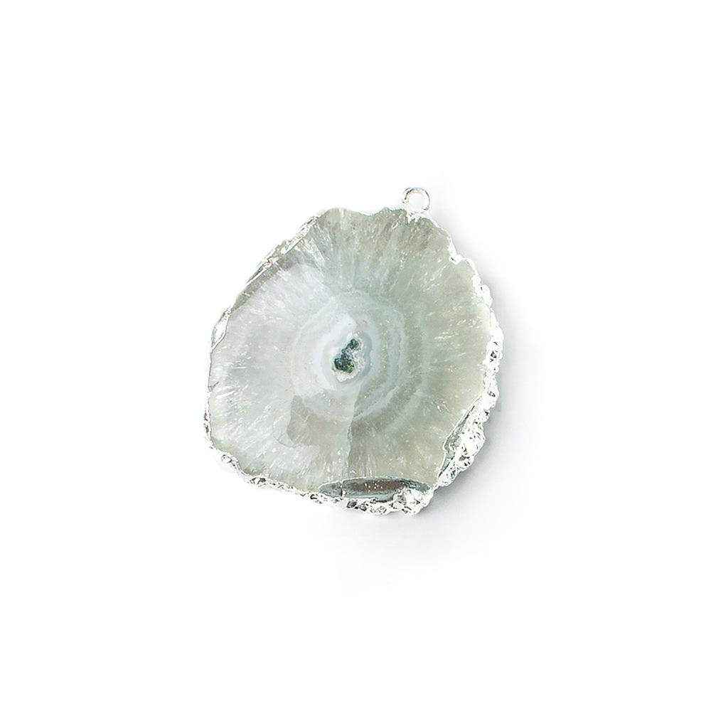 26x21mm Silver leafed Solar Quartz Slice Pendant 1 piece - Beadsofcambay.com