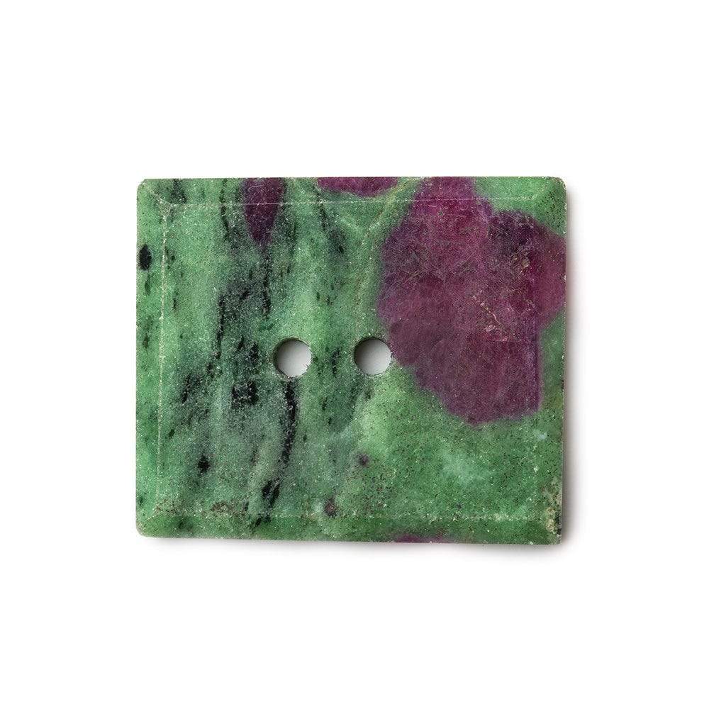 26x22mm Ruby in Zoisite rectangle 2.5mm hole button 1 piece - Beadsofcambay.com