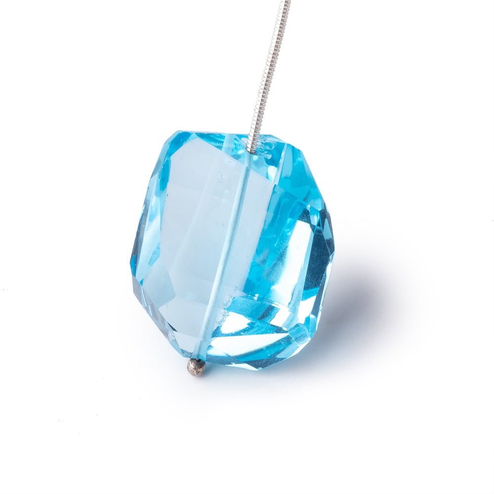 26x22mm Swiss Blue Topaz Faceted Nugget 1 Focal Bead - Beadsofcambay.com