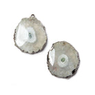 26x22mm to 27x23mm Black Gold Leaf Edged Solar Quartz Stalactite Pendant Set of 2 - Beadsofcambay.com