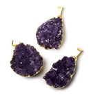 26x23mm average Gold Leafed Amethyst Drusy Pendant with Gold Bail 1 piece - Beadsofcambay.com