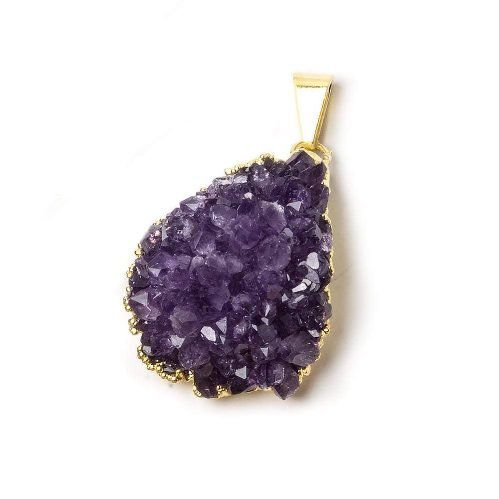 26x23mm average Gold Leafed Amethyst Drusy Pendant with Gold Bail 1 piece - Beadsofcambay.com