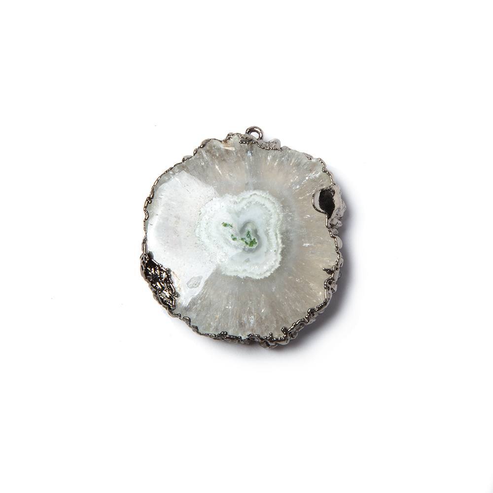 26x24mm Black Gold Leaf Edged Solar Quartz Stalactite Pendant 1 piece - Beadsofcambay.com