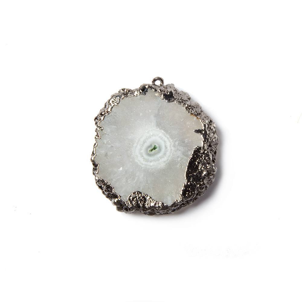 26x24mm Black Gold Leaf Edged Solar Quartz Stalactite Pendant 1 piece - Beadsofcambay.com