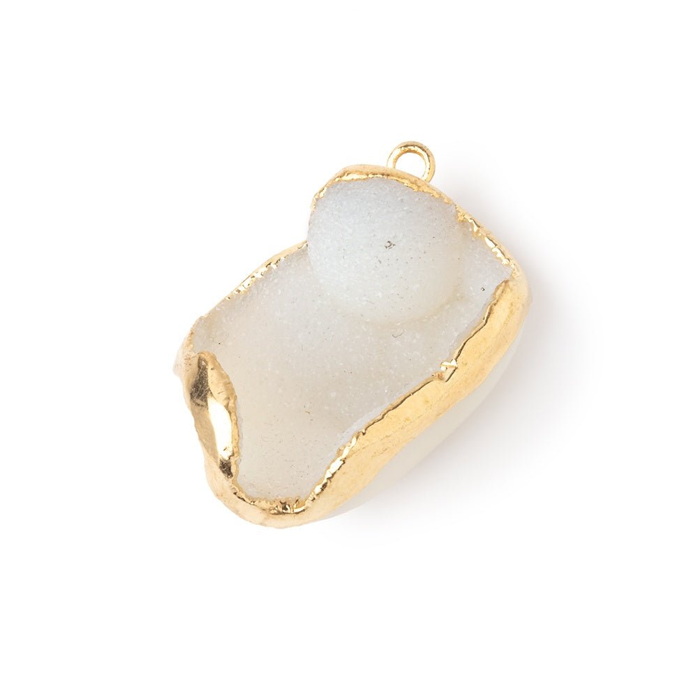 26x24mm Gold Leafed White Concave Drusy Pendant 1 focal piece - Beadsofcambay.com