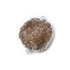 26x25x4mm Silver Leaf Warm Blush Agate Drusy Free Shape Connector 1 piece - Beadsofcambay.com