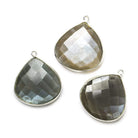 26x26mm Silver .925 Dark Brownish Platinum Moonstone faceted heart Pendant 1 piece - Beadsofcambay.com
