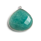 26x26mm Silver Bezeled Amazonite Heart Focal Bead Pendant 1 pc - Beadsofcambay.com