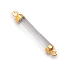 26x4.5mm Gold Leafed Crystal Quartz Tube Focal Connector 1 piece - Beadsofcambay.com