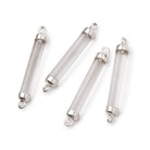 26x4.5mm Silver Leafed Crystal Quartz Tube Focal Connector 1 piece - Beadsofcambay.com