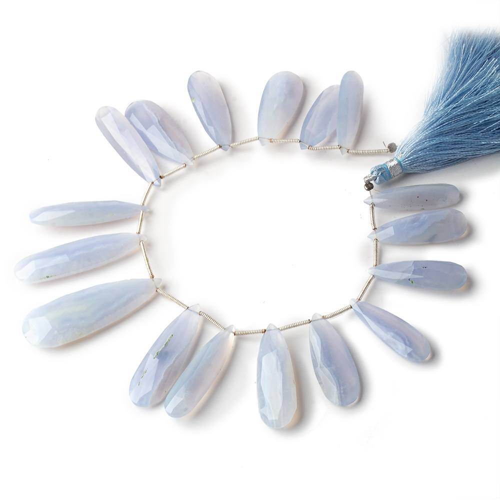 26x7-40x15mm Blue Lace Agate Faceted Pear Beads 8 inch 17 pieces - Beadsofcambay.com