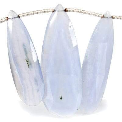 26x7-40x15mm Blue Lace Agate Faceted Pear Beads 8 inch 17 pieces - Beadsofcambay.com