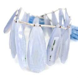 26x7-40x15mm Blue Lace Agate Faceted Pear Beads 8 inch 17 pieces - Beadsofcambay.com