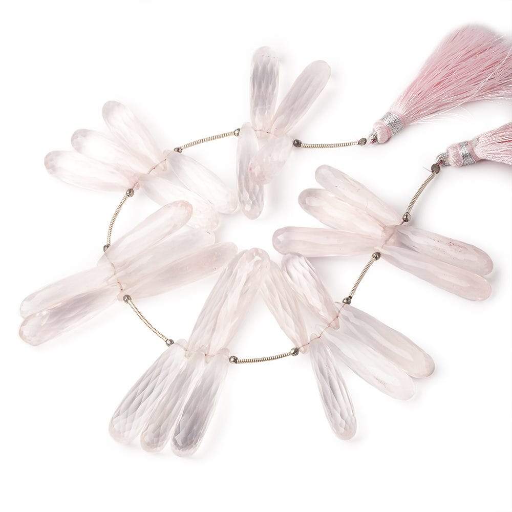 26x8-33x8mm Rose Quartz Tear Drop Beads 8 inch 29 pieces - Beadsofcambay.com