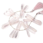 26x8-33x8mm Rose Quartz Tear Drop Beads 8 inch 29 pieces - Beadsofcambay.com