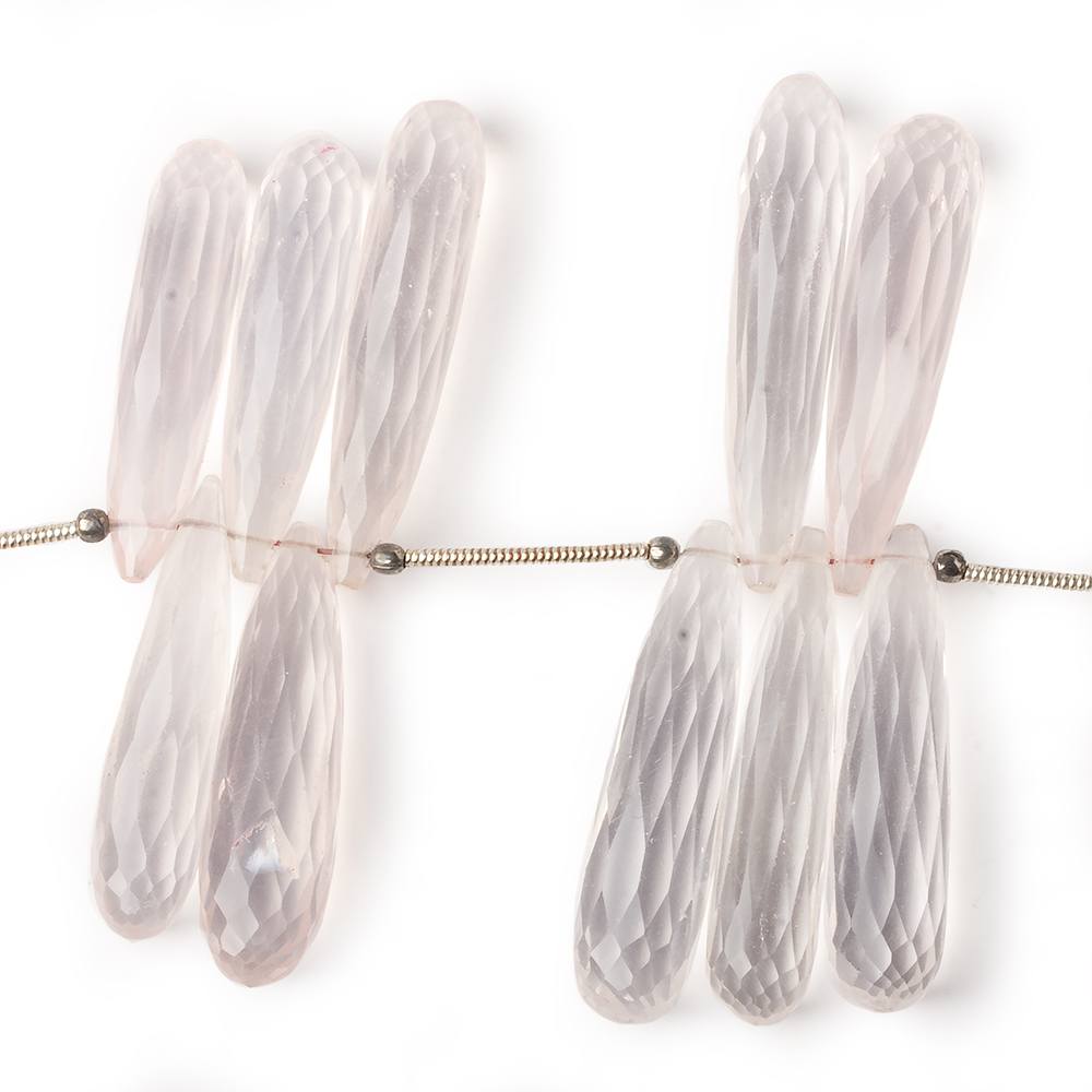 26x8-33x8mm Rose Quartz Tear Drop Beads 8 inch 29 pieces - Beadsofcambay.com