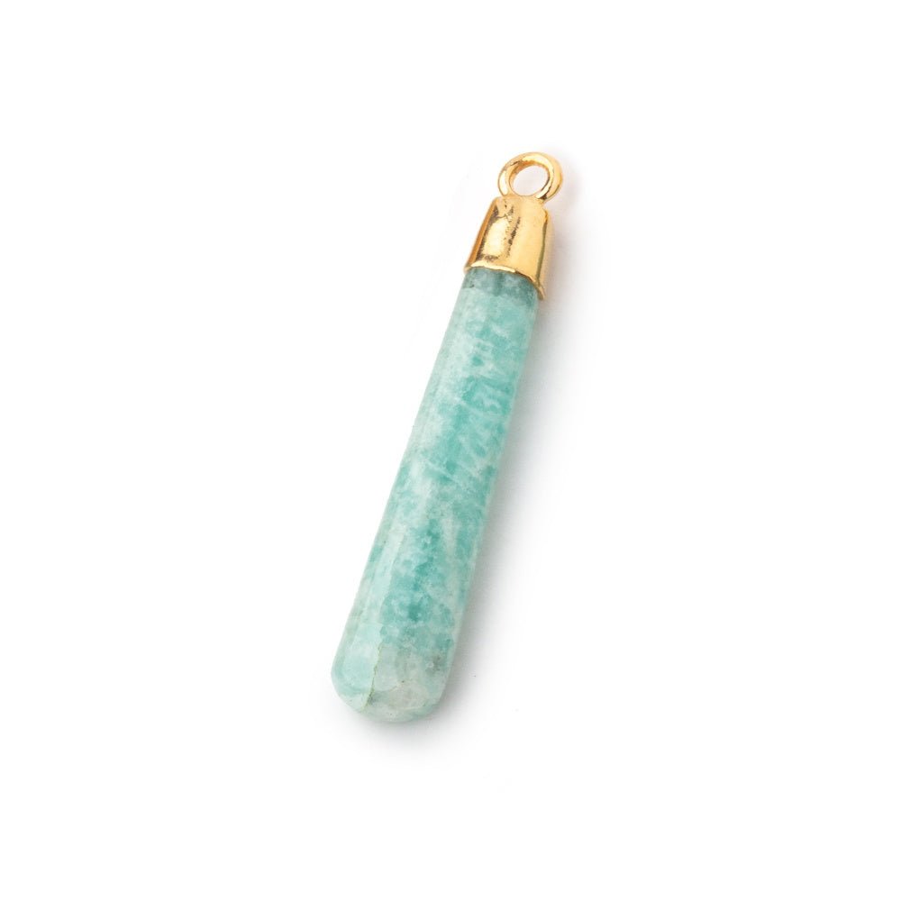 27-34mm Gold Leafed Amazonite Pear Pendant 1 focal piece - Beadsofcambay.com