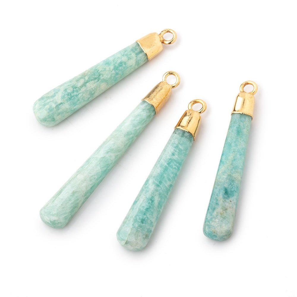 27-34mm Gold Leafed Amazonite Pear Pendant 1 focal piece - Beadsofcambay.com