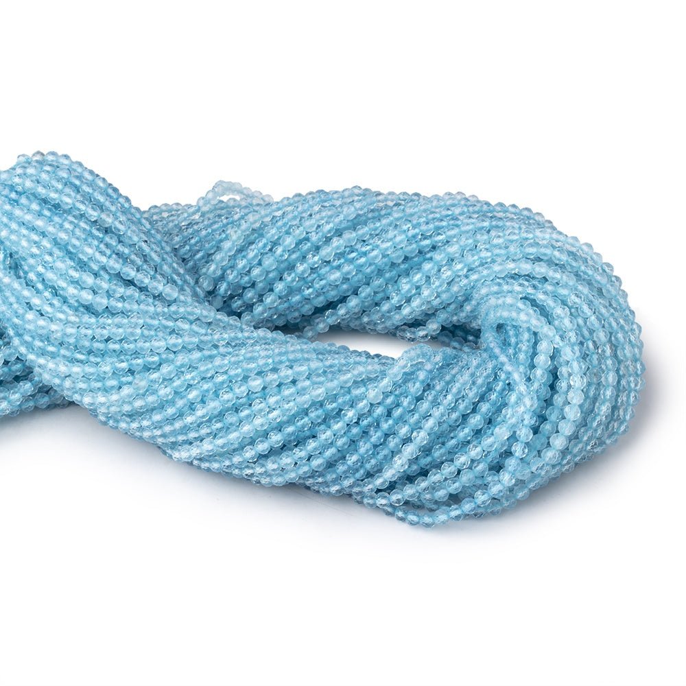 2.7mm Light Aquamarine Micro Faceted Rounds 12.5 inch 118 Beads - Beadsofcambay.com