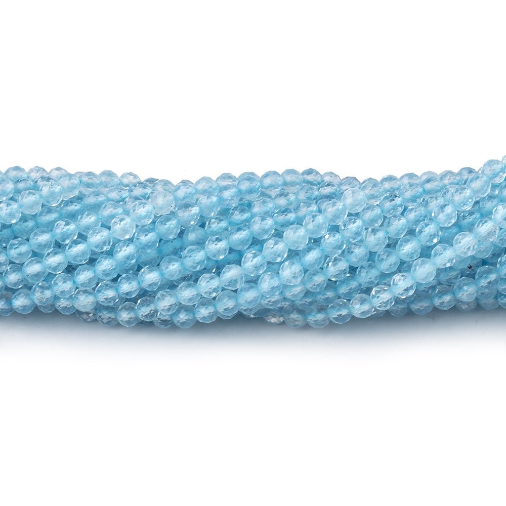 2.7mm Light Aquamarine Micro Faceted Rounds 12.5 inch 118 Beads - Beadsofcambay.com
